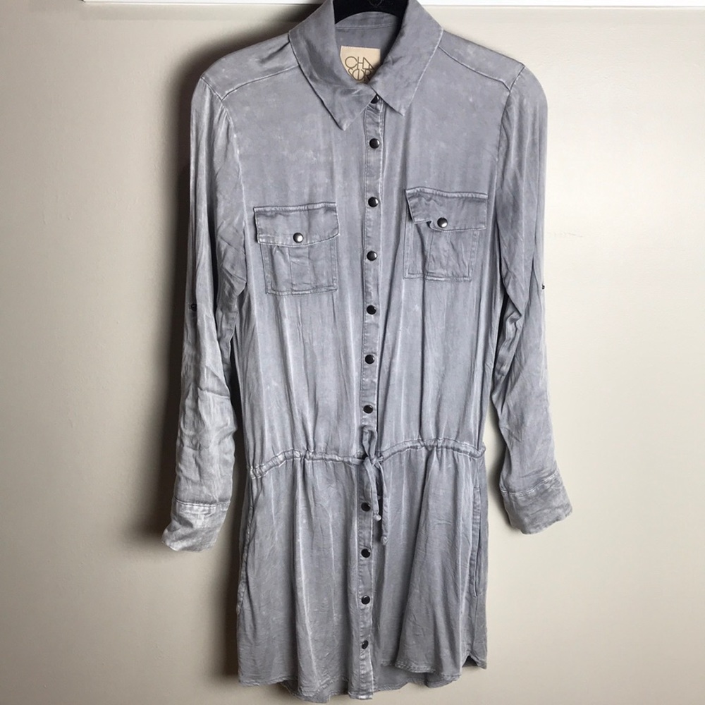 Chaser snap button shirtdress w synched waist S